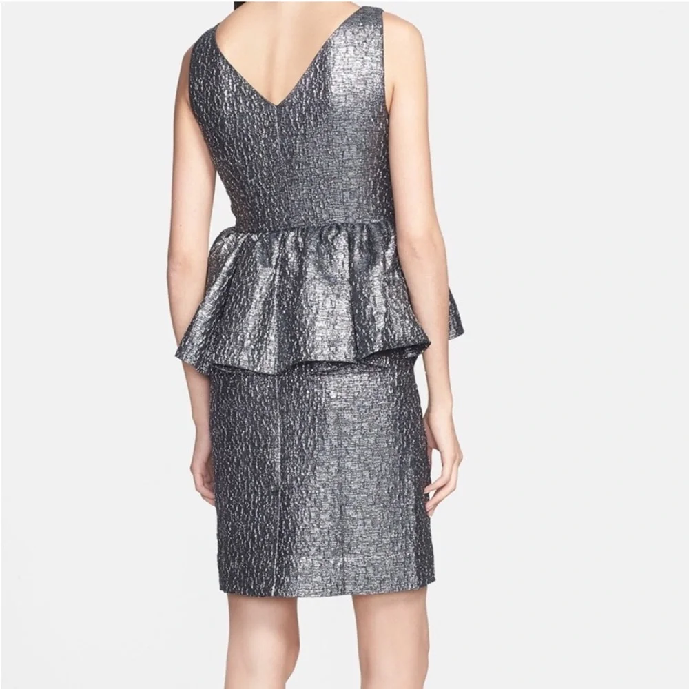 Kate Spade Andi Metallic Peplum Dress in All That Glitters Gunmetal (Silver)